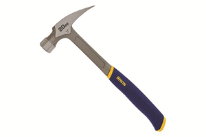 20 oz hammer with blue and yellow handle. Image by Irwin Tools.