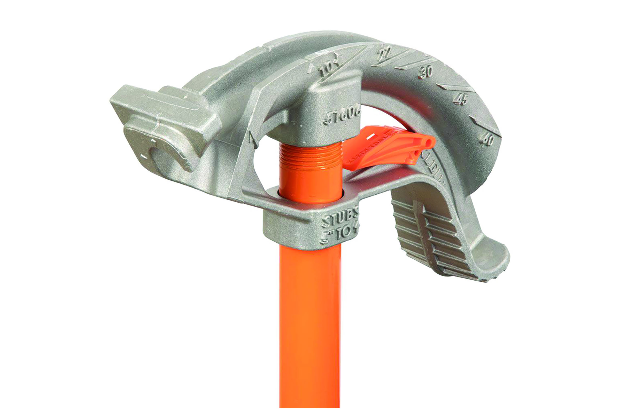 Orange and gray conduit bender. Image by Klein Tools.