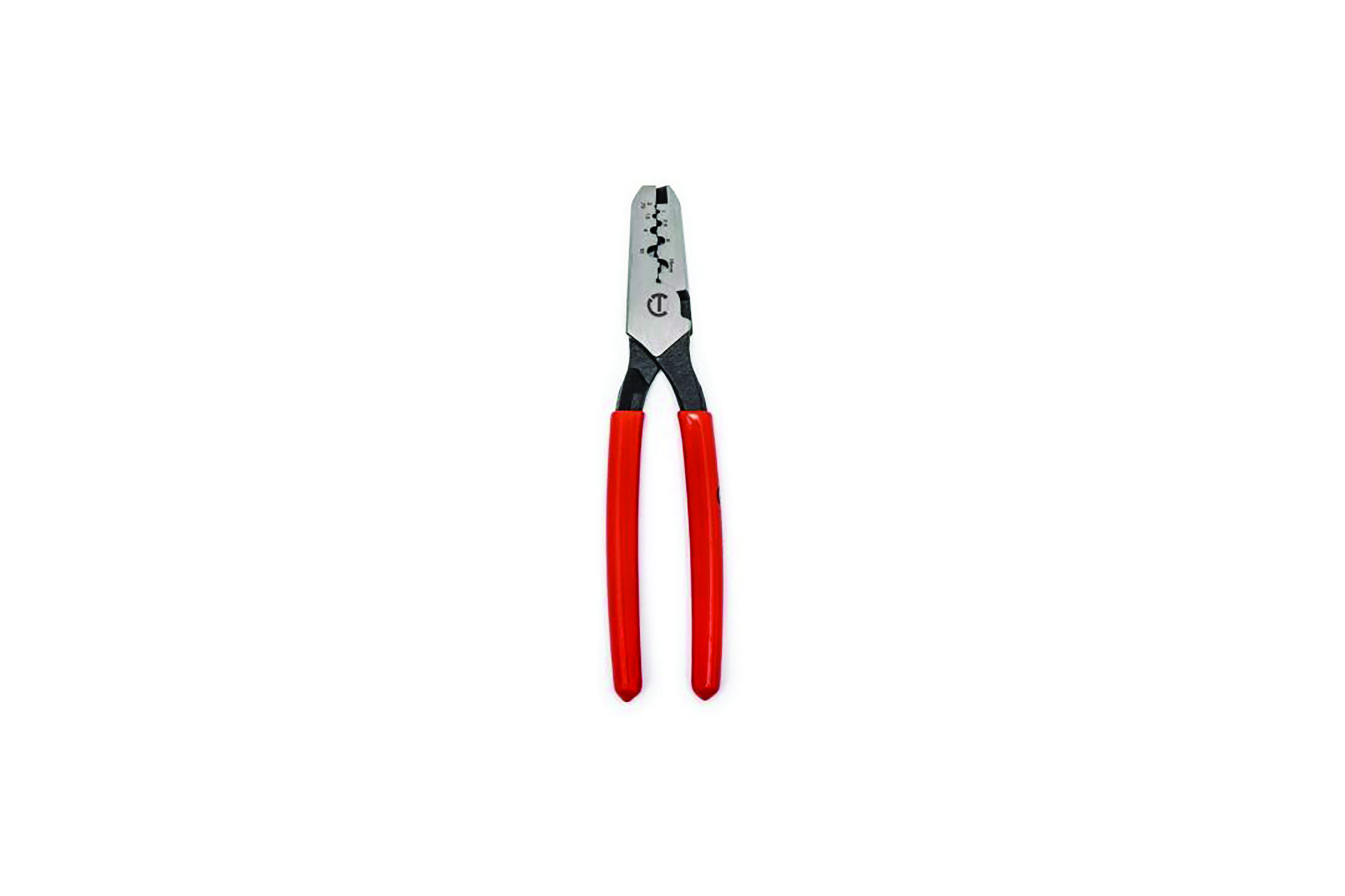 Wire crimper with red handles. Image by Crescent Tool.