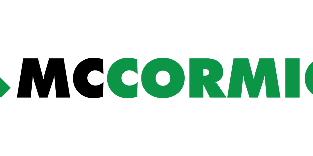 Gray background with black and green "McCormick" logo. Image by McCormick Systems.