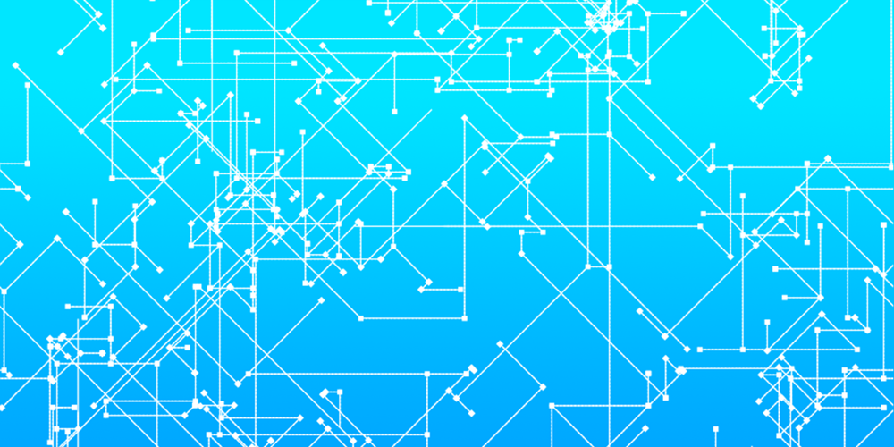 Blue background with white connecting lines. Image by Pete Linforth from Pixabay.