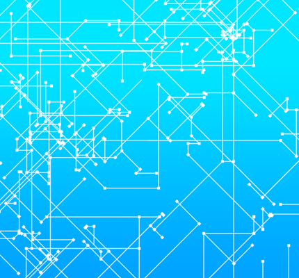 Blue background with white connecting lines. Image by Pete Linforth from Pixabay.