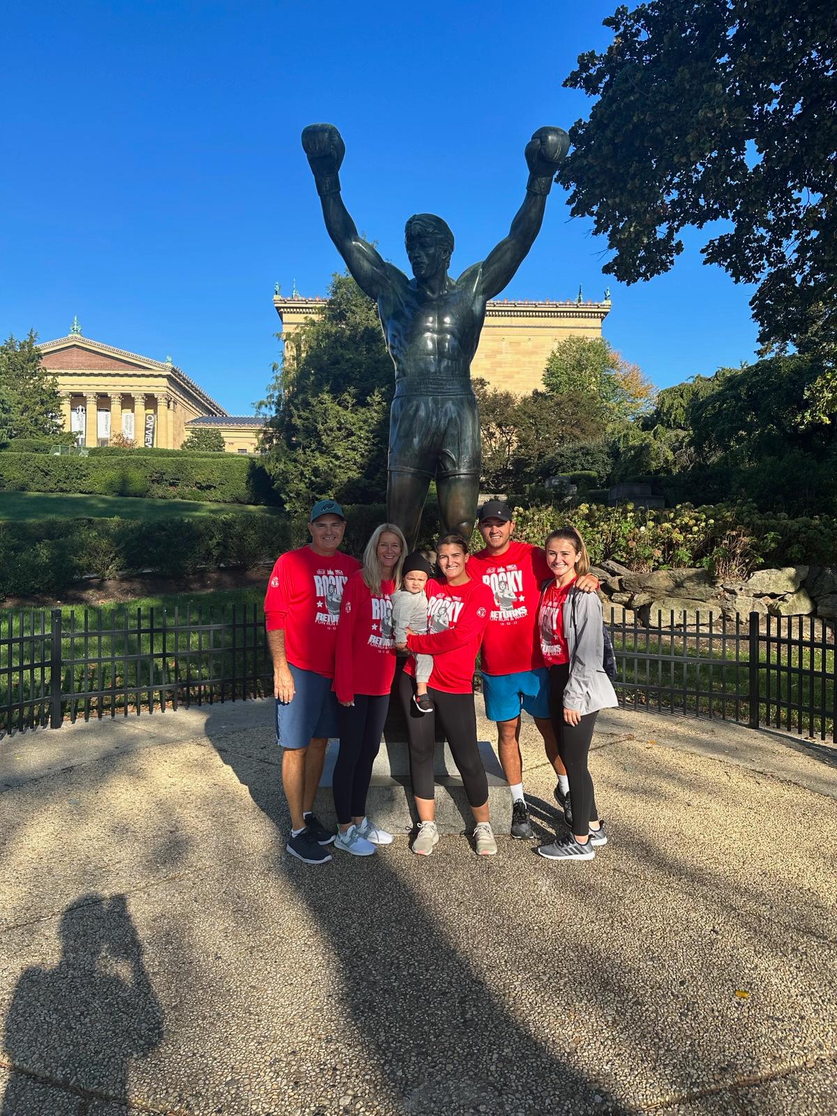 Rocky Returns Fun Run & Walk participants with the Rocky statue