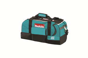 A teal and black tool bag with a red "Makita" label. Image by Makita Tools.