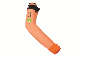 An orange sleeve with a black band and green "A4" label. Image by Magid.