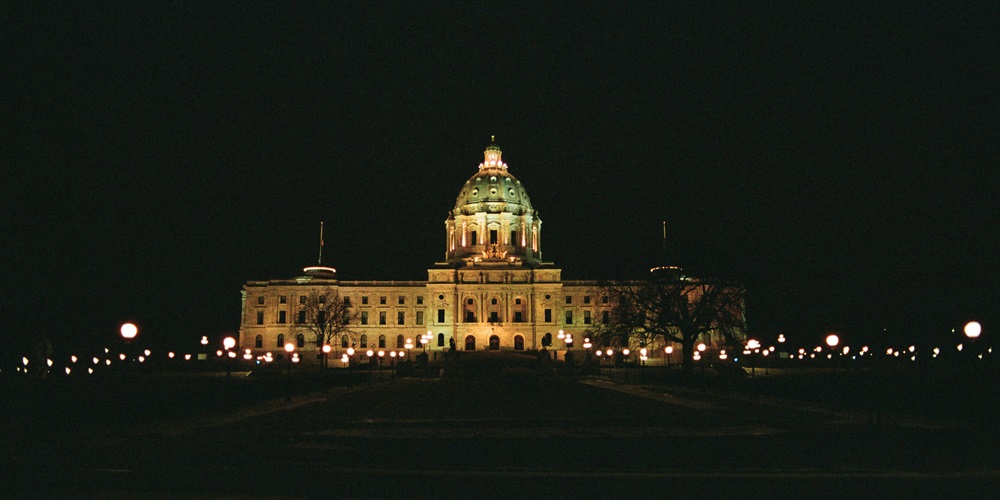 Minnesota State Capitol at night, 2023