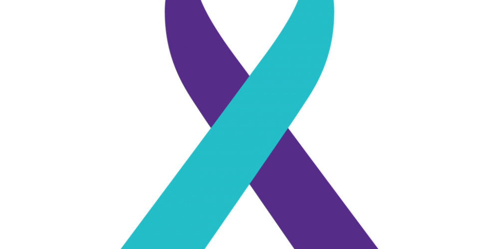 Illustrated blue and purple suicide prevention ribbon. Image by Shutterstock.