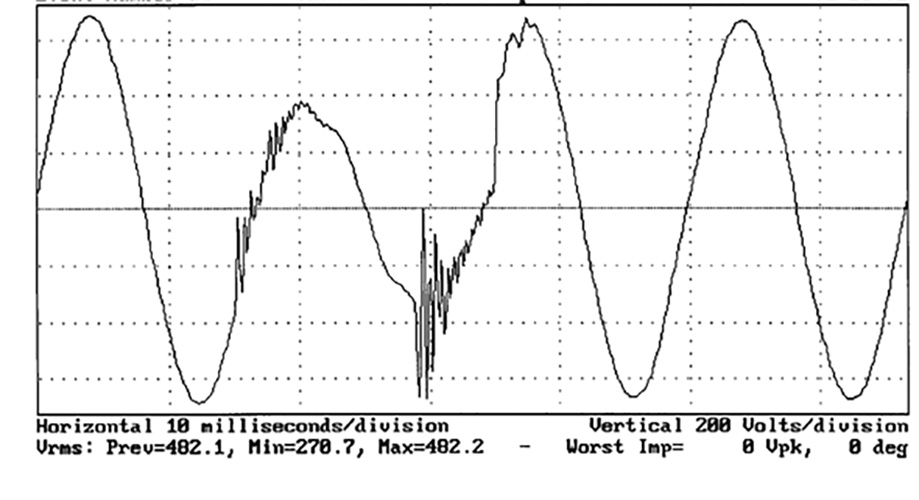 Figure 2 shows an arcing voltage waveform occurring on the distribution circuit, not within a structure.