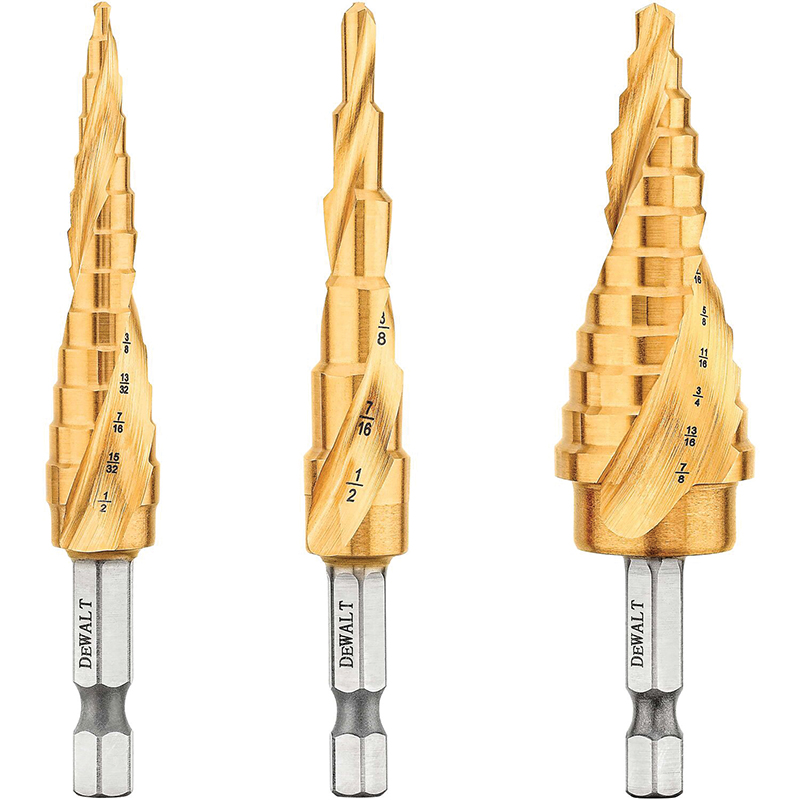 DeWalt Impact-ready titanium nitride coated step drill bit set