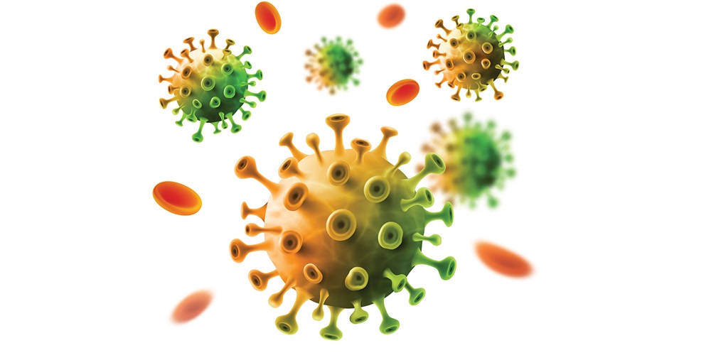 Multicolored ilustration of the COVID structure. Image by Shutterstock / Fotomay.