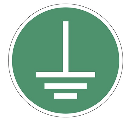green circle with electrical symbol