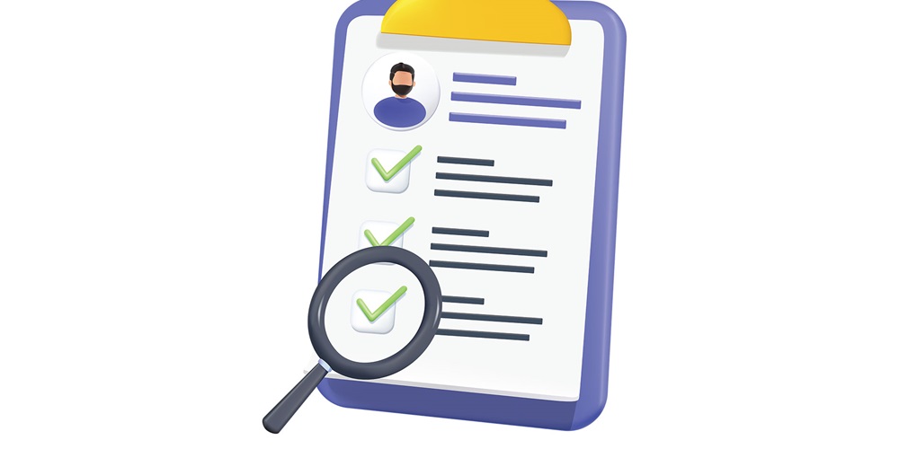 Illustration of a clipboard with a man's photo, checkmarks and a magnifying glass. Image by Shutterstock / Red Vector.