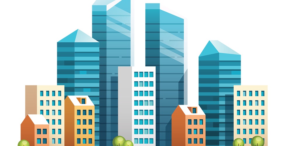 Illustration of a city with skyscrapers and trees. Image by Shutterstock / Faber14.