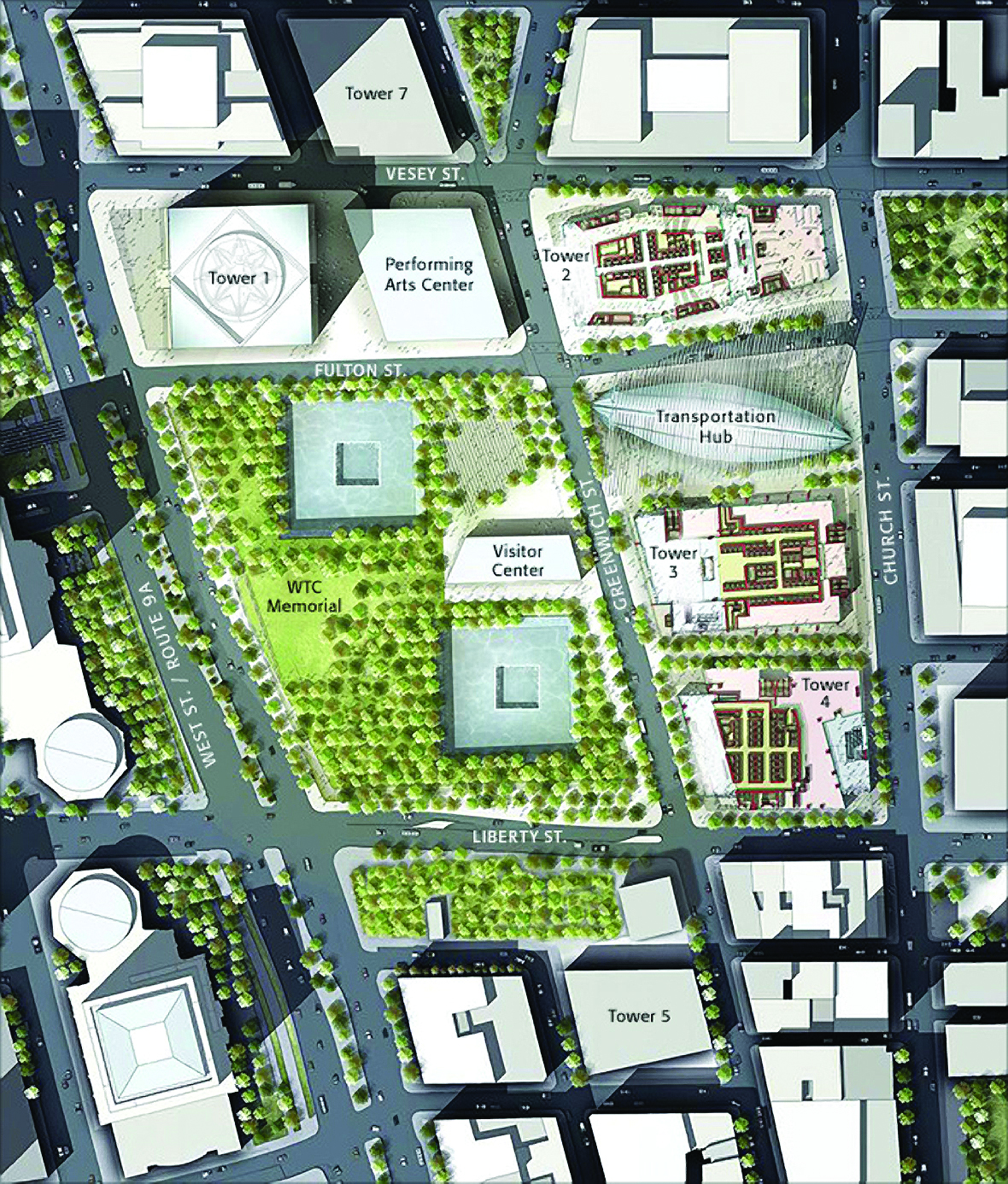 Aerial view of the Ground Zero site