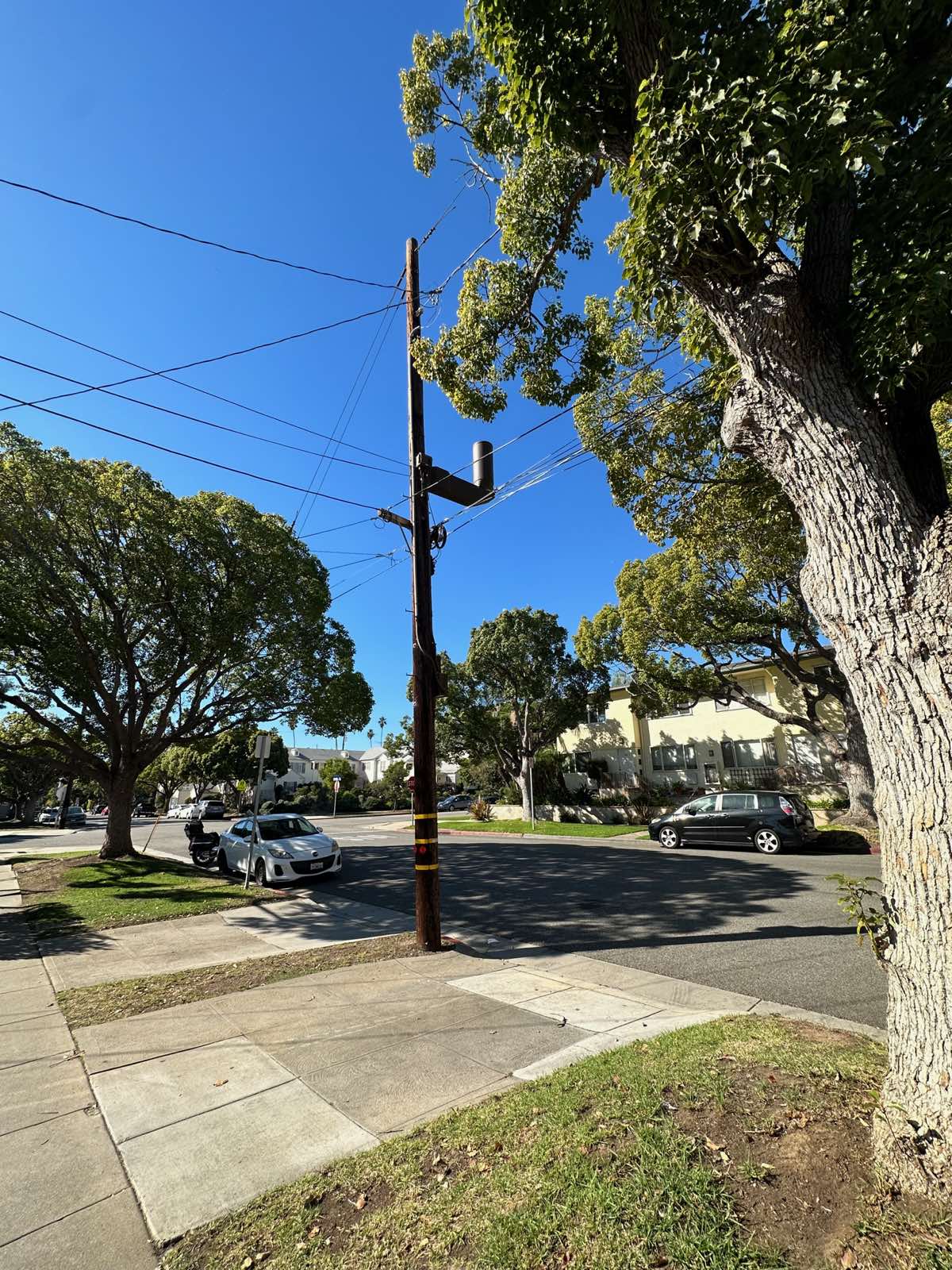 Small cells are often placed in urban or suburban residential neighborhoods on utility poles. Photo by Jim Hayes.