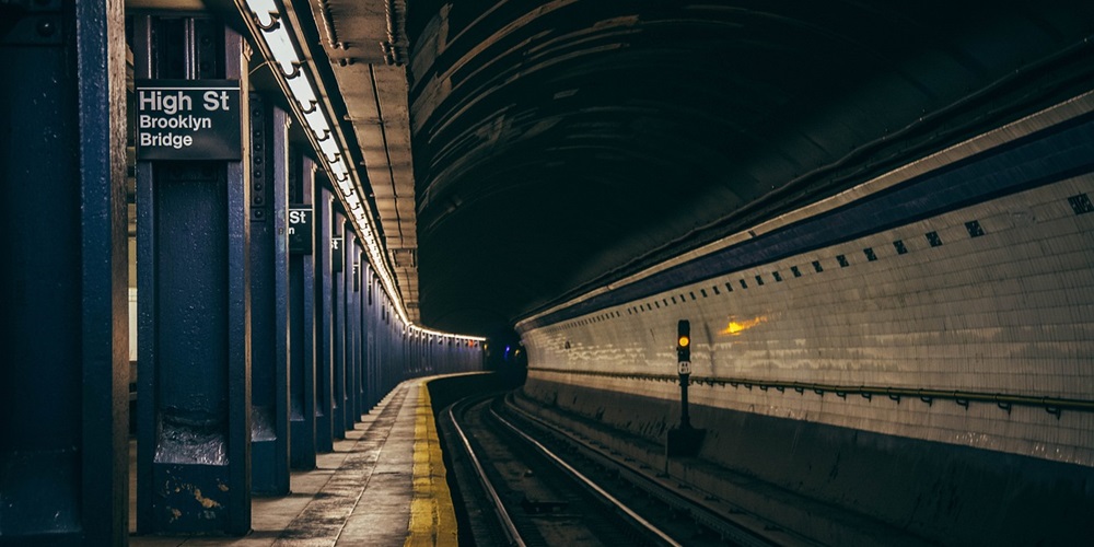 subway platform and tracks