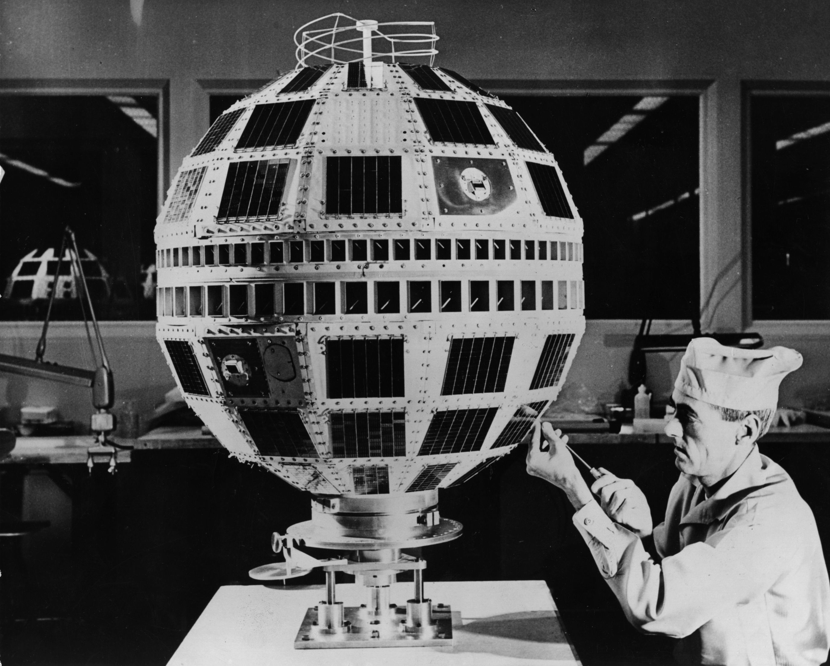 The very first satellites, like the Telstar 1 satellite, were used for telephone conversations between continents / Bell Labs
