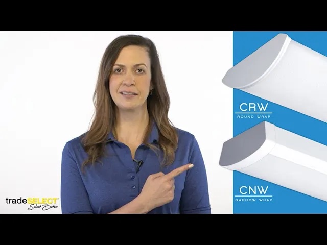 tradeselect thumbnail 2 A woman in a blue shirt points at an image of 2 luminaires