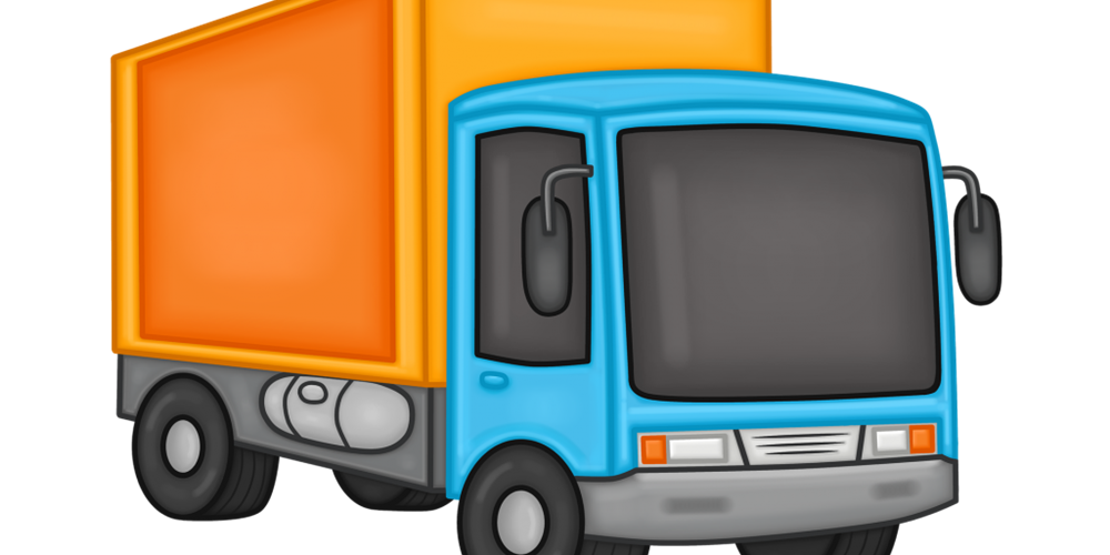 Illustration of a blue and yellow box truck. Image by Pixabay / Edurs34.