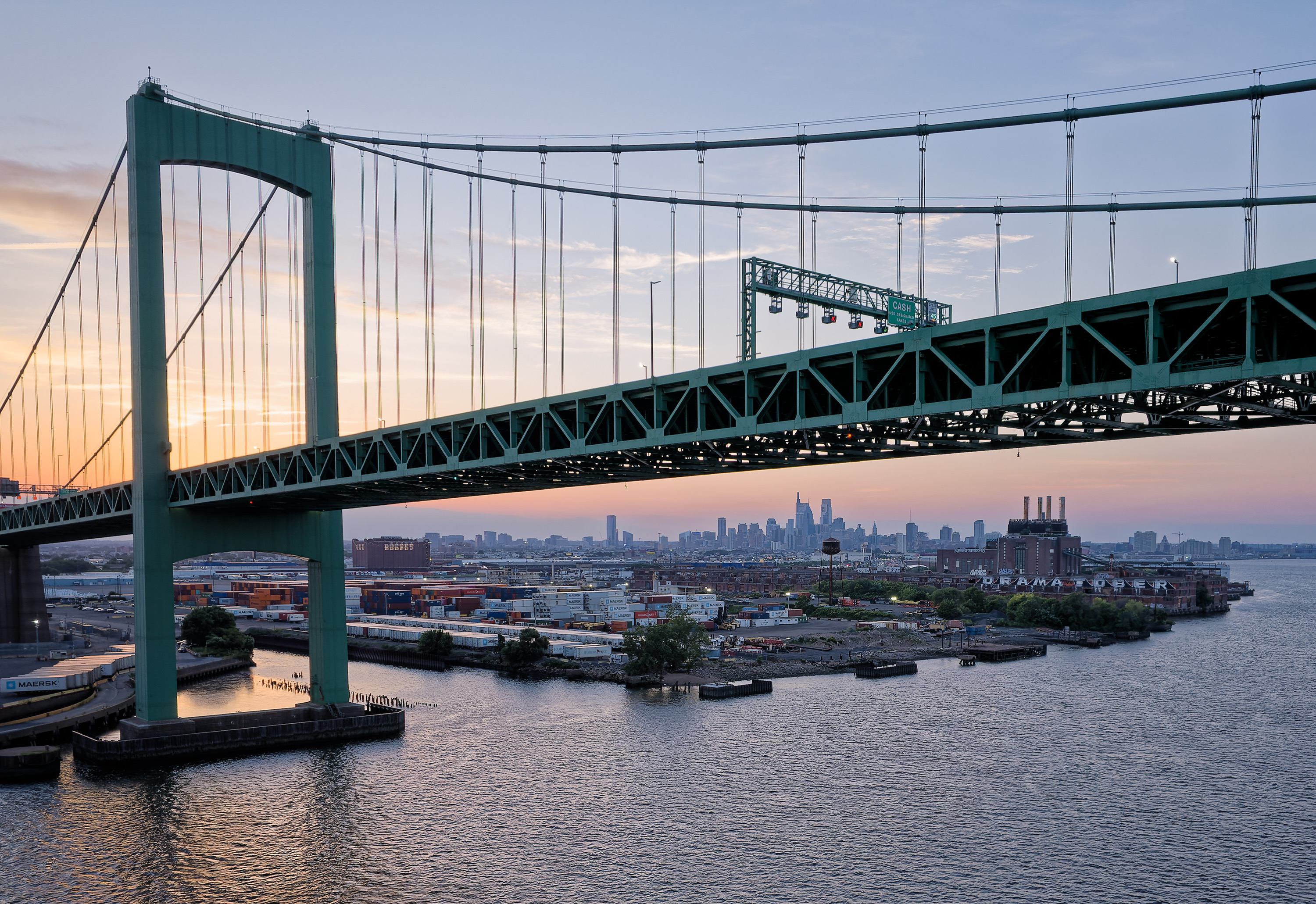 Walt Whitman Bridge at sunset