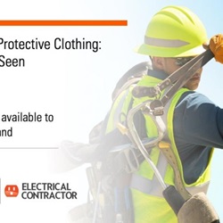 A worker next to text reading Hi-Visibility Protective Clothing: Be Safe, Be Seen and Free Webinar.