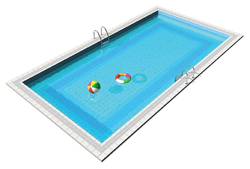 In-ground wwimming pool with floating toys