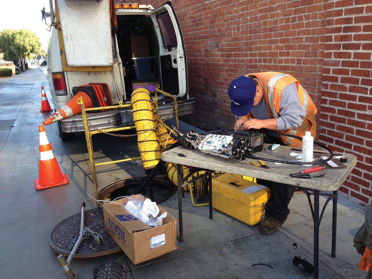 Caution Required Fiber Optic Splicing Safety Electrical Contractor