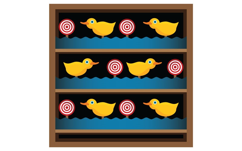 An arcade game with ducks and targets. STOCK.ADOBE.COM / JOHN TAKAI