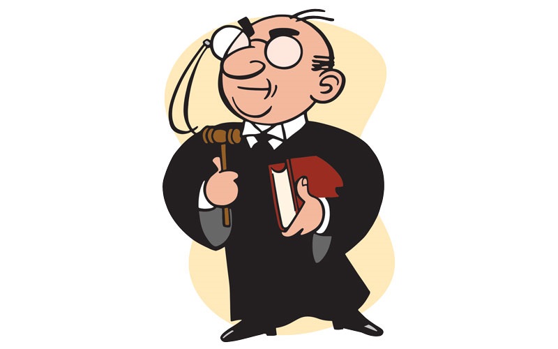 An illustration of a judge holding a book and gavel. STOCK.ADOBE.COM / RTRO