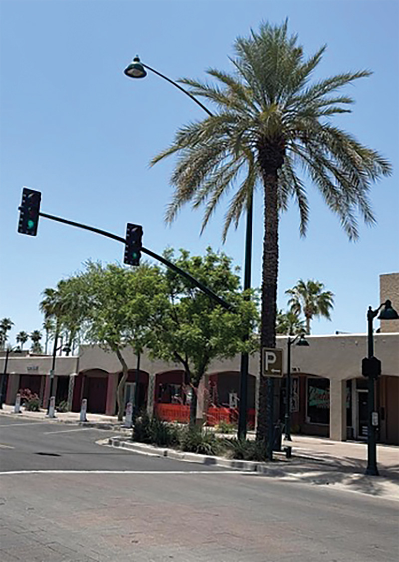 To bring Wi-Fi to its downtown areas, managers in Mesa, Ariz., used cellular nodes installed in streetlight fixtures. STOCK.ADOBE.COM / SILVAE/ TRIPLEP STUDIO / SIGNIFY