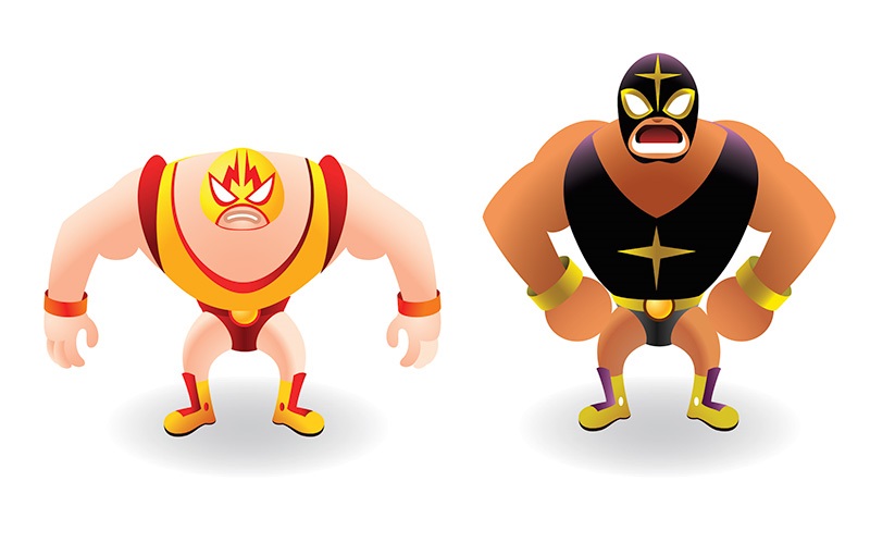 Two wrestlers with luchador masks. STOCK.ADOBE.COM / JOAQUIN