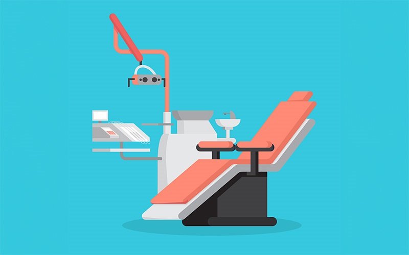 dentist chair in blue background