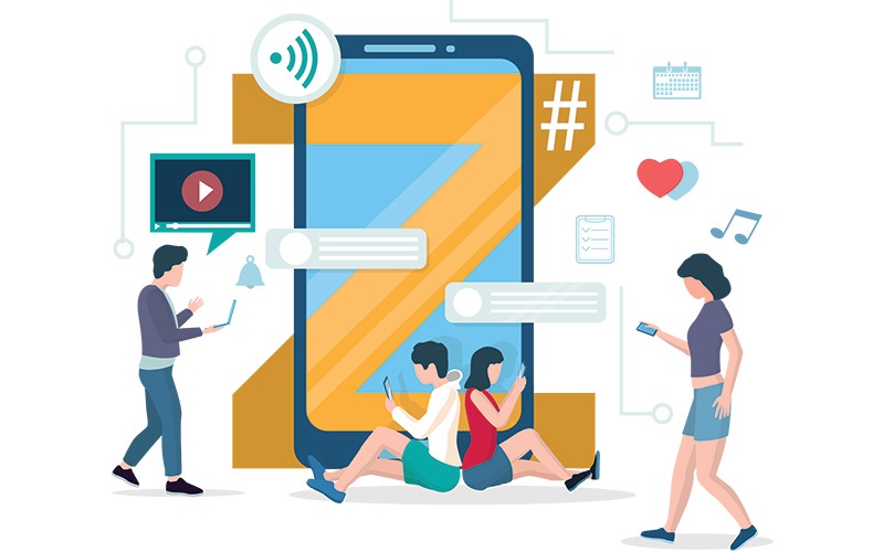 people using technology