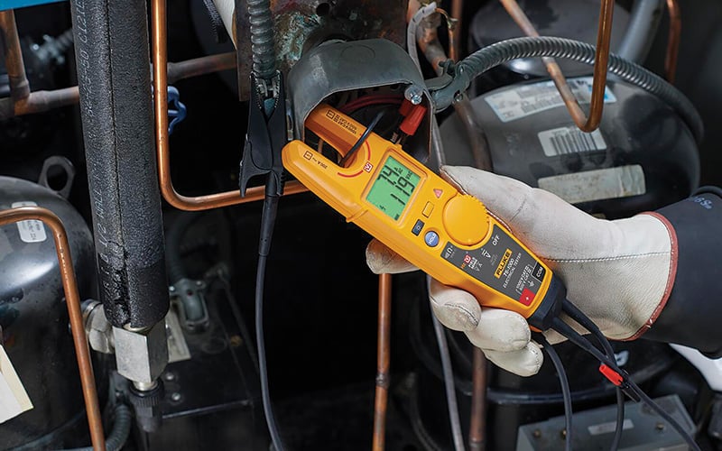 The Fluke T6-1000 digital multimeter provides a good complement to noncontact voltage testers to ensure safety