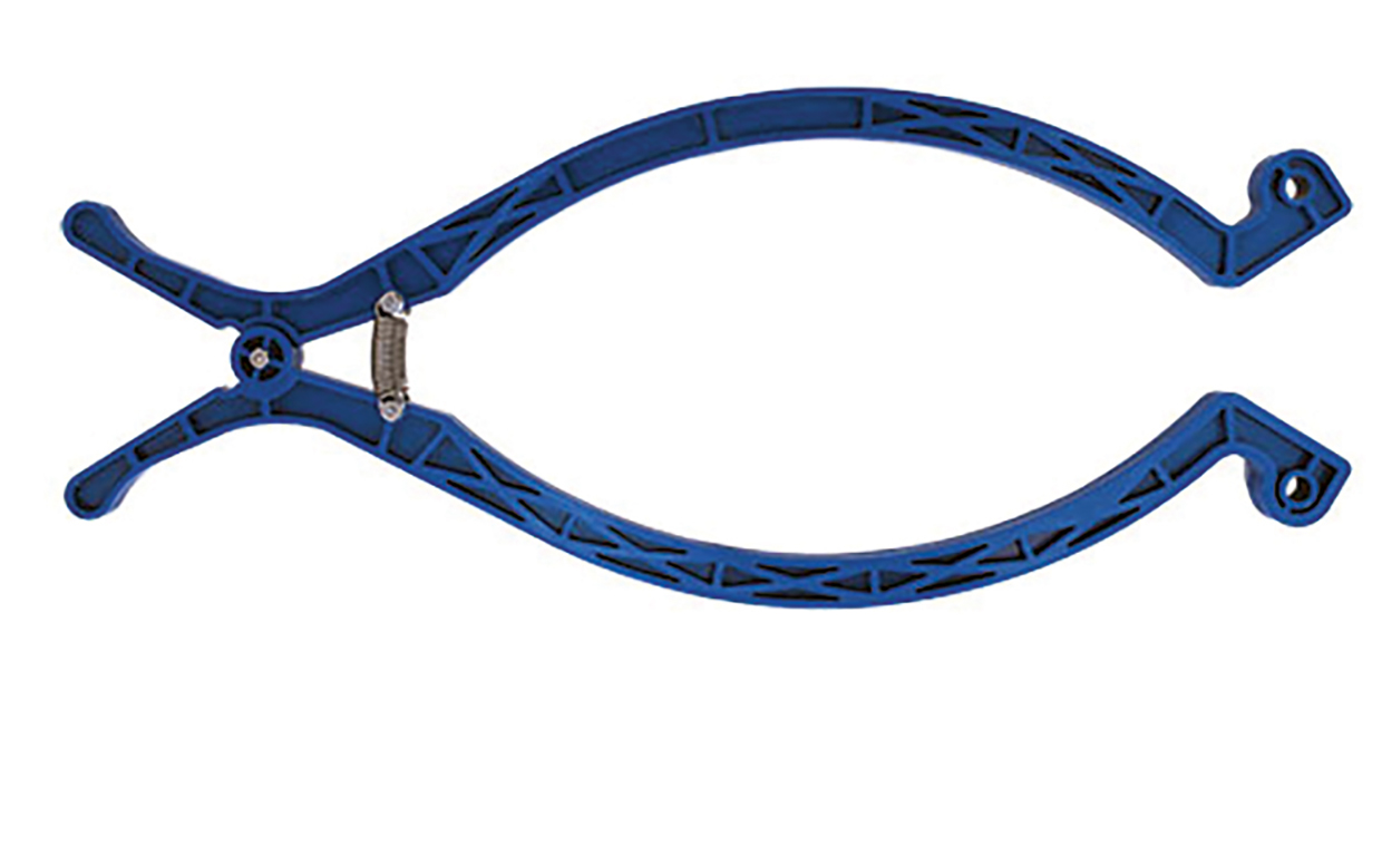 Blue horseshoe-shaped clamp. Image by Utility Solutions.