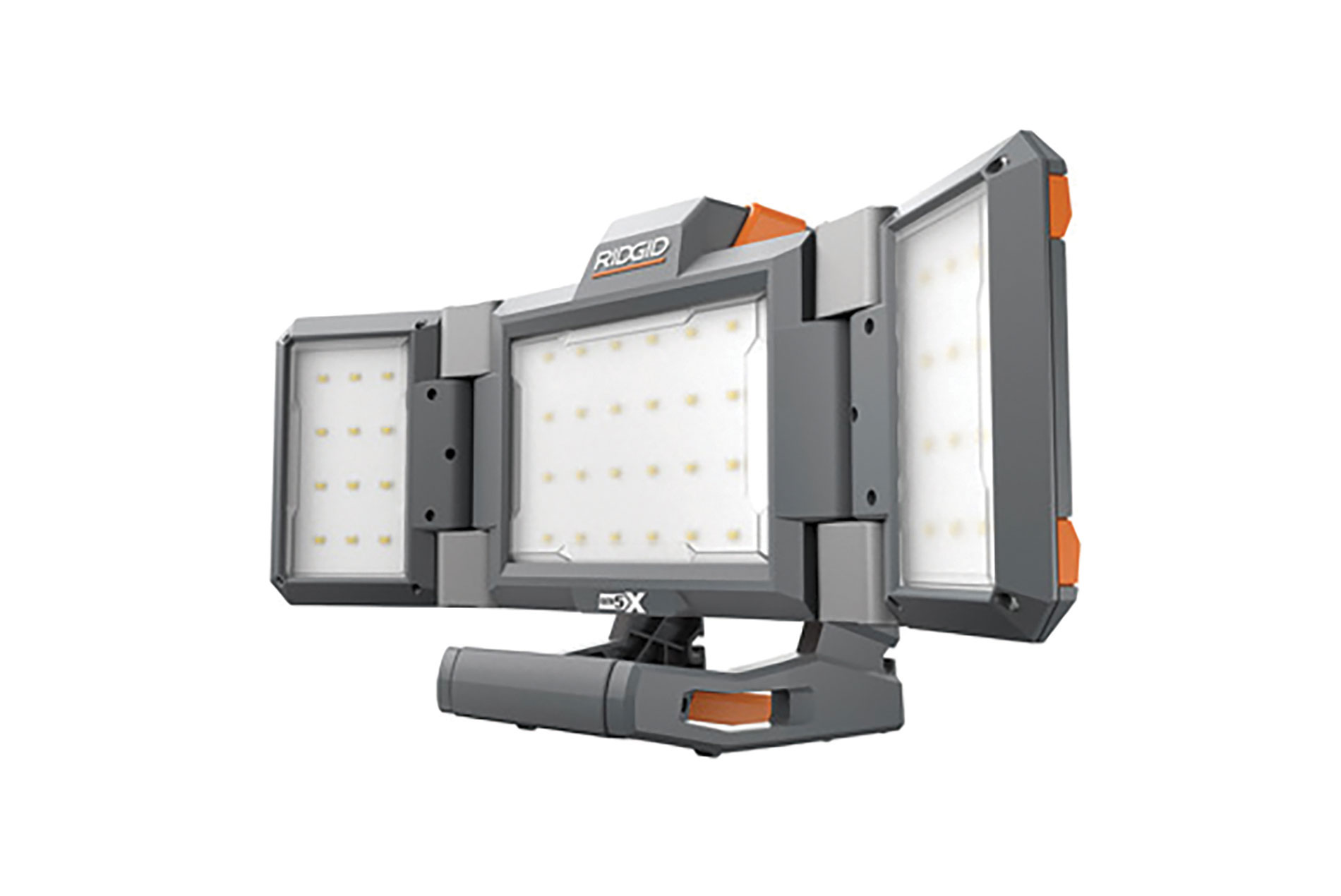 0922_Featured_Ridgid Gray and orange light with three folding panels. Image by Ridgid.