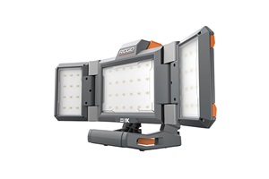 Gray and orange light with three folding panels. Image by Ridgid.
