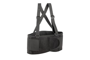 Black back support with suspenders. Image by Brass Knuckle.