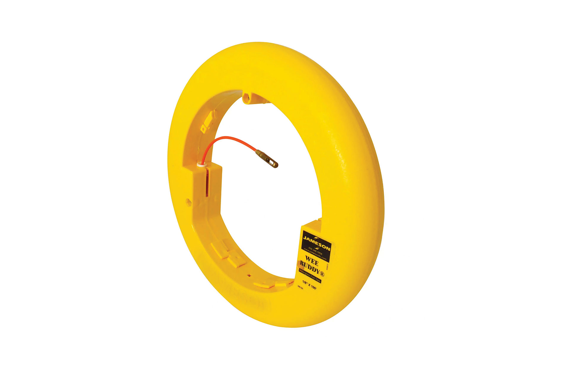 Round yellow fish tape case. Image by Jameson.