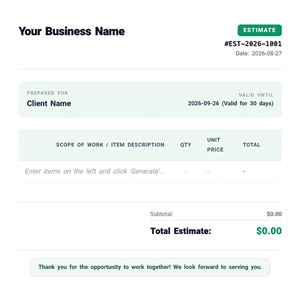 QuoteGenius’ Estimating Tool